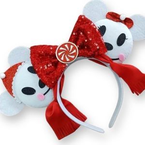 Christmas Disney Minnie Mickey Mouse Ear Headband with Bow NEW